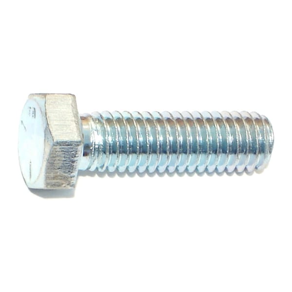 Grade 5, 3/8"-16 Hex Head Cap Screw, Zinc Plated Steel, 1-1/4 in L, 100 PK